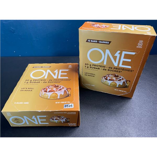 2 Boxes of ONE Brand Cinnamon Roll Flavour Protein Bars - 12 x 60g Bars Per Box - (BB: No 2024)