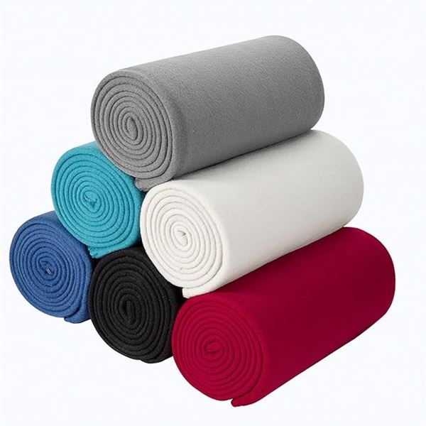 Box of 6 Cozy Polar Fleece Throw Blankets - Multicolor - 50 x 60 inch Each - Brand New!