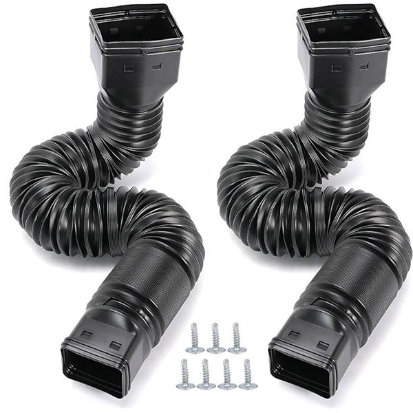 Box of 2 Flexible Rain Gutter Downspout Extensions - Extends from 21" to 60" - Brand New