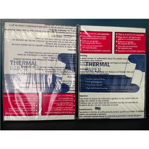 2 Packs of Thermal Paper - Size A4 - (8.5 x 11inch) - Brand New