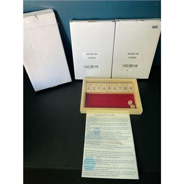3 "Shut the Box" Wooden/Dice Classic Tabletop Games - Great for Game Nights! - New
