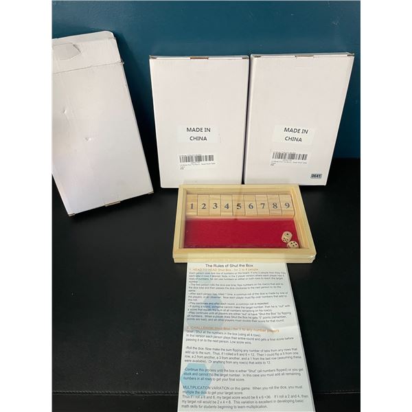 3 "Shut the Box" Wooden/Dice Classic Tabletop Games - Great for Game Nights! - New
