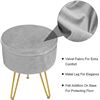 Image 3 : 1 Modern Velvet Footstool with Storage - Grey w/ Gold Legs - Brand New!
