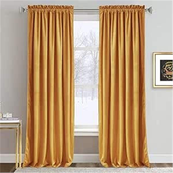 1 Pack of RYB home Velvet Curtains - 2 Panels Included - 52" x 90" Length - Marigold Colour - New