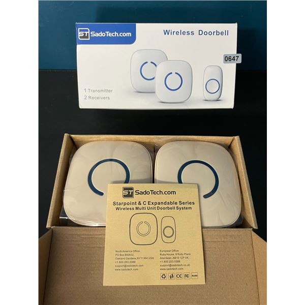 1 SadoTech Wireless Multi-Unit Doorbell System - 2 Receivers & 1 Transmitter - Brand New