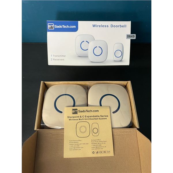 1 SadoTech Wireless Multi-Unit Doorbell System - 2 Receivers & 1 Transmitter - Brand New