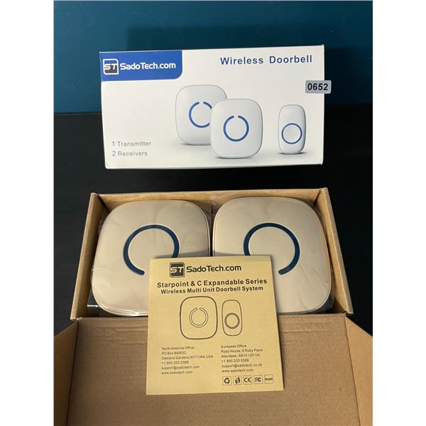 1 SadoTech Wireless Multi-Unit Doorbell System - 2 Receivers & 1 Transmitter - Brand New
