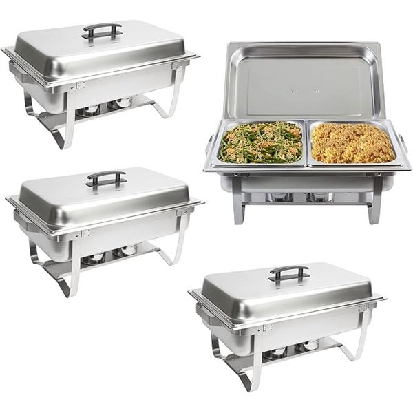EHOMEA2Z Chafing Dish Buffet Set (4Pack) Chafers 8QT Buffet Servers & Warmers - NEW