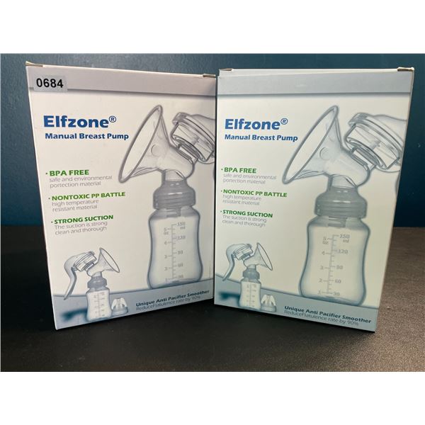 2 Elfzone Manual Breast Pumps for Breastfeeding - New Sealed
