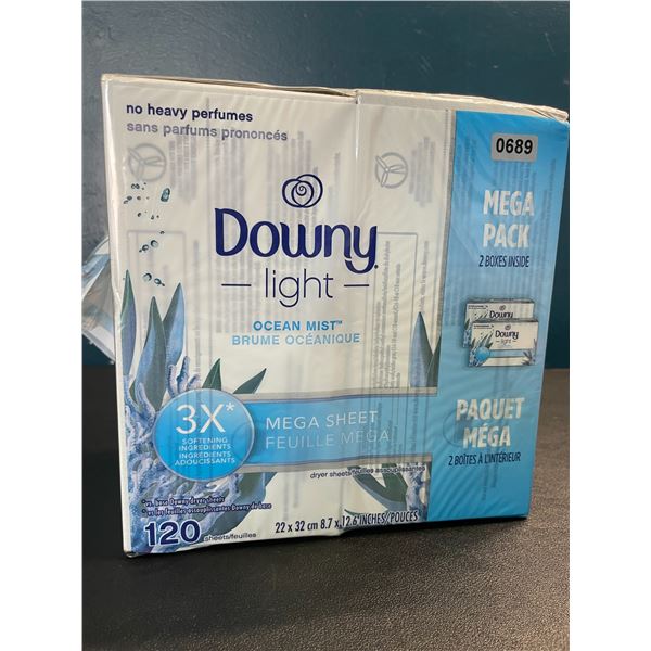 1 Mega Pack of Downy Light Dryer Sheets - Ocean Mist - 2 Boxes Included - New