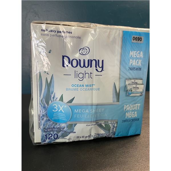 1 Mega Pack of Downy Light Dryer Sheets - Ocean Mist - 2 Boxes Included - New