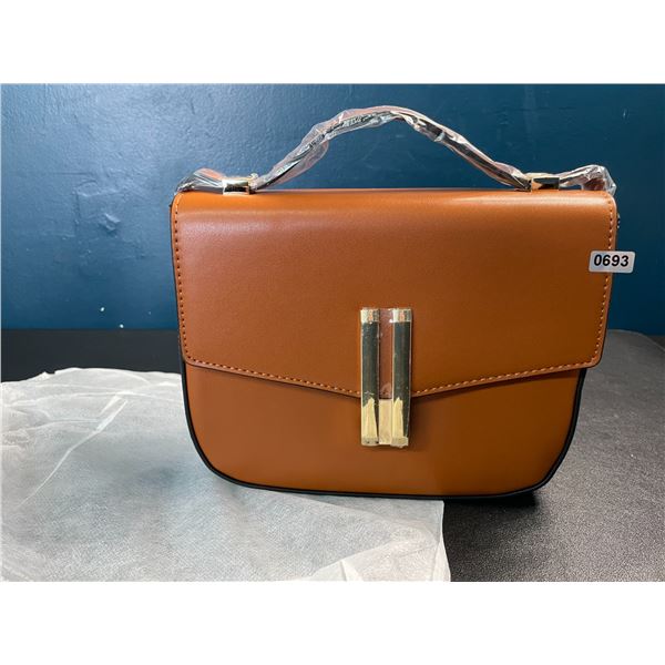 1 Women's Adjustable Strap Square Shoulder Bag - Brown/Beige - Brand New (Dust Bag Included)