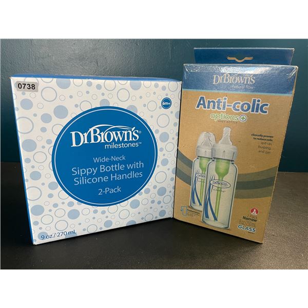 2 Boxes of Assorted Dr.Browns Baby Bottles - Sippy Bottles + Anti-Colic Glass Bottles - New