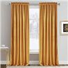 Image 1 : 1 Pack of RYB home Velvet Curtains - 2 Panels Included - 52" x 90" Length - Marigold Colour - New