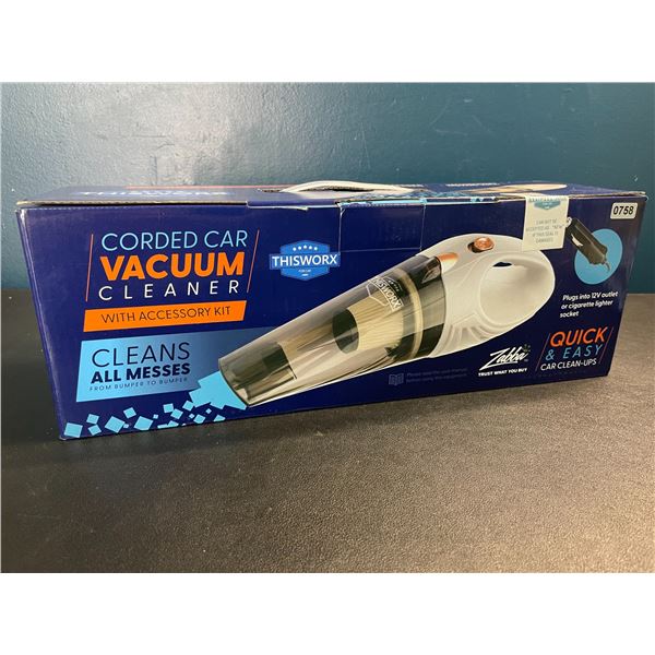 1 Corded Car Vacuum Cleaner Kit - 12V - Quick & Easy Car Cleanups - Brand New Sealed