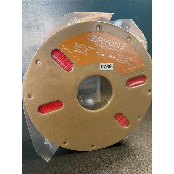1 Roll of Eryone 3D Printer Filament - Standard PLA - Bright Red - New Sealed