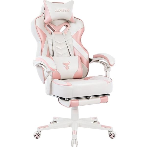 Zeanus ZE-200 Pink Gaming Chair - Reclining PC Computer Chair w/ Footrest & Massage - BRAND NEW!!!