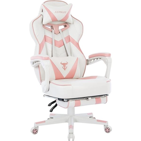 Zeanus ZE-100 Pink/White Gaming Chair - Reclining PC Computer Chair - BRAND NEW!!!