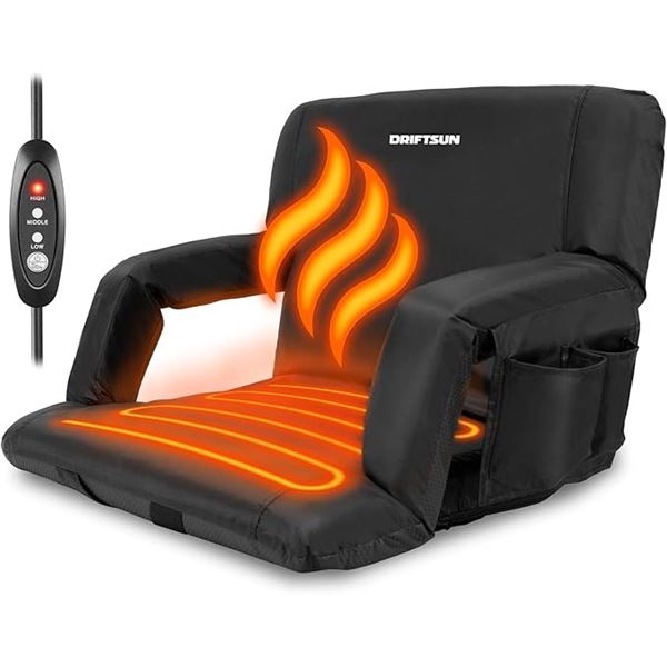 Driftsun Deluxe Folding Heated Stadium Chair/Reclining Bleacher Chair for Outdoors - Brand New!