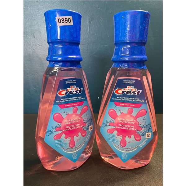 2 Bottles of Kids Crest Anticavity Fluoride Rinse - Bubblegum Rush - 500ml - New Sealed