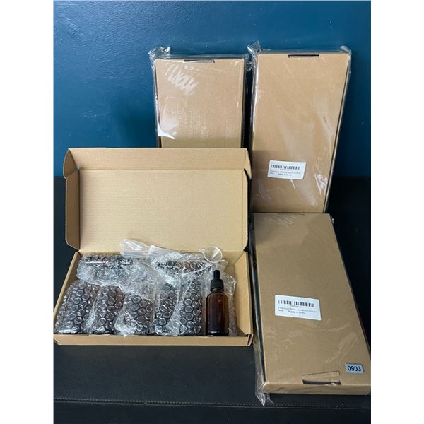 4 Boxes of Amber Glass Dropper Bottles - 2oz Each - 6 Per Pack + 2 Extra - Brand New
