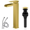 Image 1 : 1 KENES Single Lever Waterfall Bathroom Sink Faucet Set - Gold - Brand New!