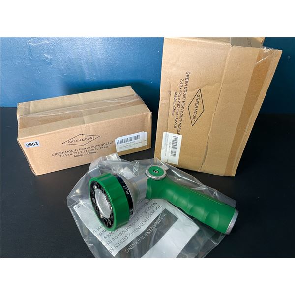 2 Green Mount Heavy-Duty Garden Hose Nozzles - Brand New