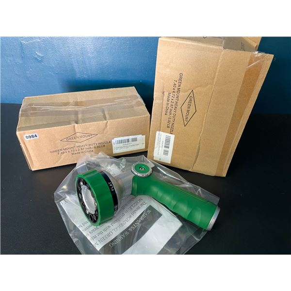 2 Green Mount Heavy-Duty Garden Hose Nozzles - Brand New