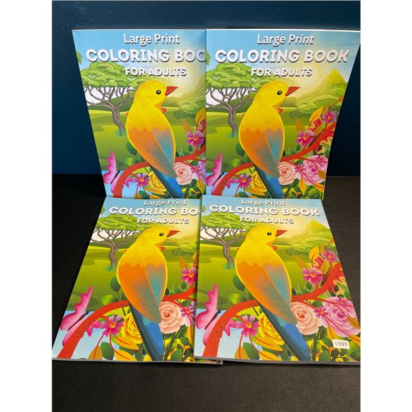 4 Large Print Coloring Books for Adults - Brand New