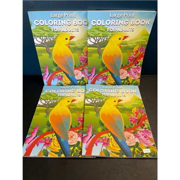 4 Large Print Coloring Books for Adults - Brand New