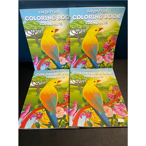 4 Large Print Coloring Books for Adults - Brand New