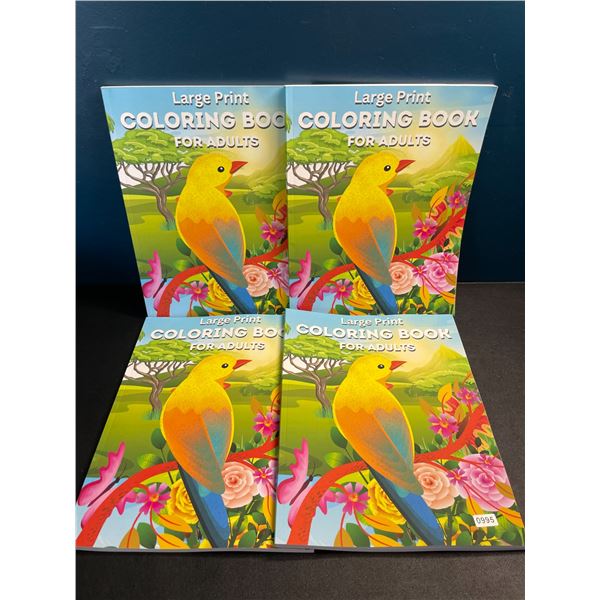 4 Large Print Coloring Books for Adults - Brand New