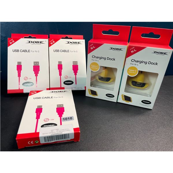 Assorted Dobe Nintendo Switch/Switch Lite Accessories - USB Cables & Charging Docks - Brand New