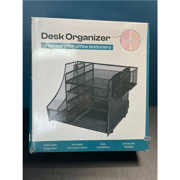 1 Large 5-Tier Desk Organizer/Document Tray w/ Drawer, Pencil Cups, File Holders - New