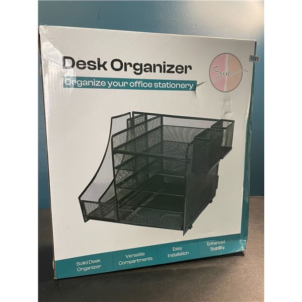 1 Large 5-Tier Desk Organizer/Document Tray w/ Drawer, Pencil Cups, File Holders - New