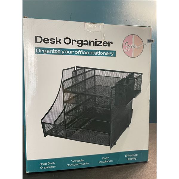 1 Large 5-Tier Desk Organizer/Document Tray w/ Drawer, Pencil Cups, File Holders - New