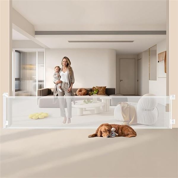 1 Multi-Use Retractable Baby Gate - 138" Extra Wide - For Use in Hallways, Rooms, etc.