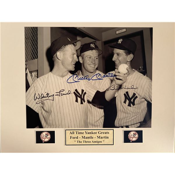 Whitey Ford, Mickey Mantle and Billy Martin signed photo