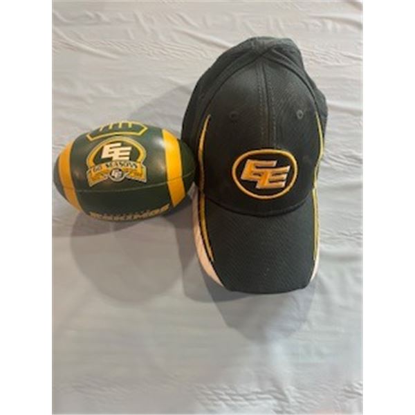 Edmonton Eskimos Mini Football and kids hat - signed