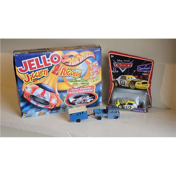 402 -- Jello Hot Wheels in Box, Disney Pixar Cars Leakless - Supercharged in Box, Majorette 3.1â[x=#