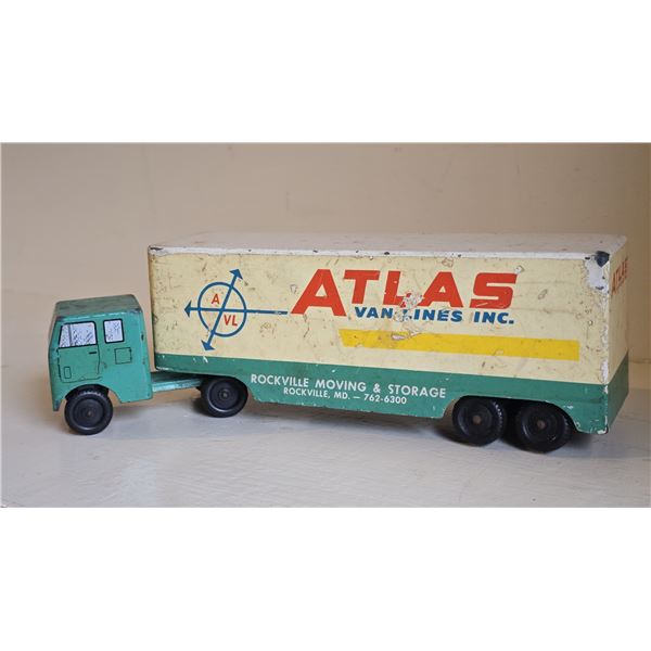 406 -- VINTAGE ATLAS VAN LINES DIE CAST TRACTOR TRAILER