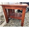 Image 2 : 422 -- WOODEN SIDE TABLE, WOODEN STOOL, WICKER MIRROR