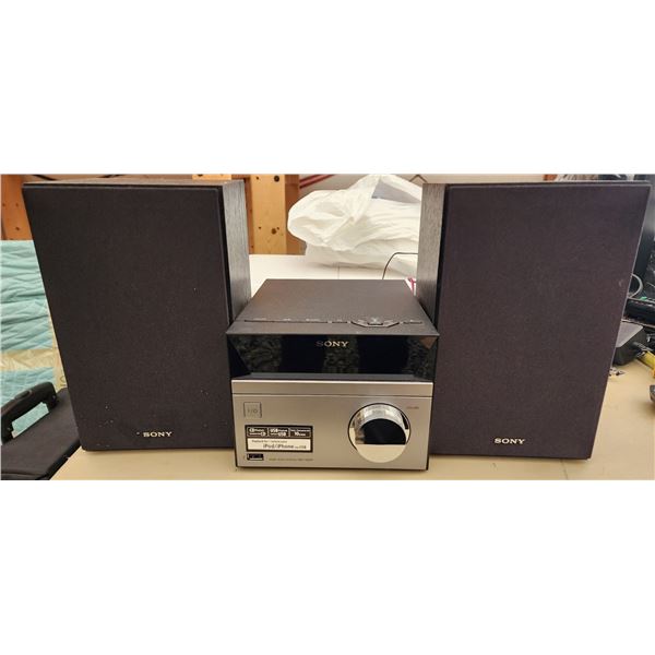 448 -- SONY SOUND SYSTEM WITH SPEAKERS, AND SONY WIRELESS HEADSET AND CHARGER