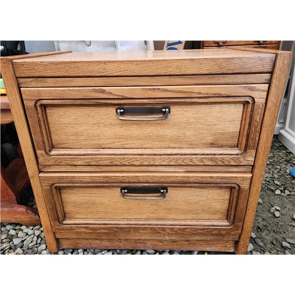 470 -- FRENCH OAK DRESSER AND NIGHTSTAND WITH BRASS HARDWARE