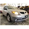 Image 8 : 0Q -- 2003 PONTIAC VIBE, SILVER, 181769 KMS, FRONT WHEEL DRIVE "NO RESERVE"