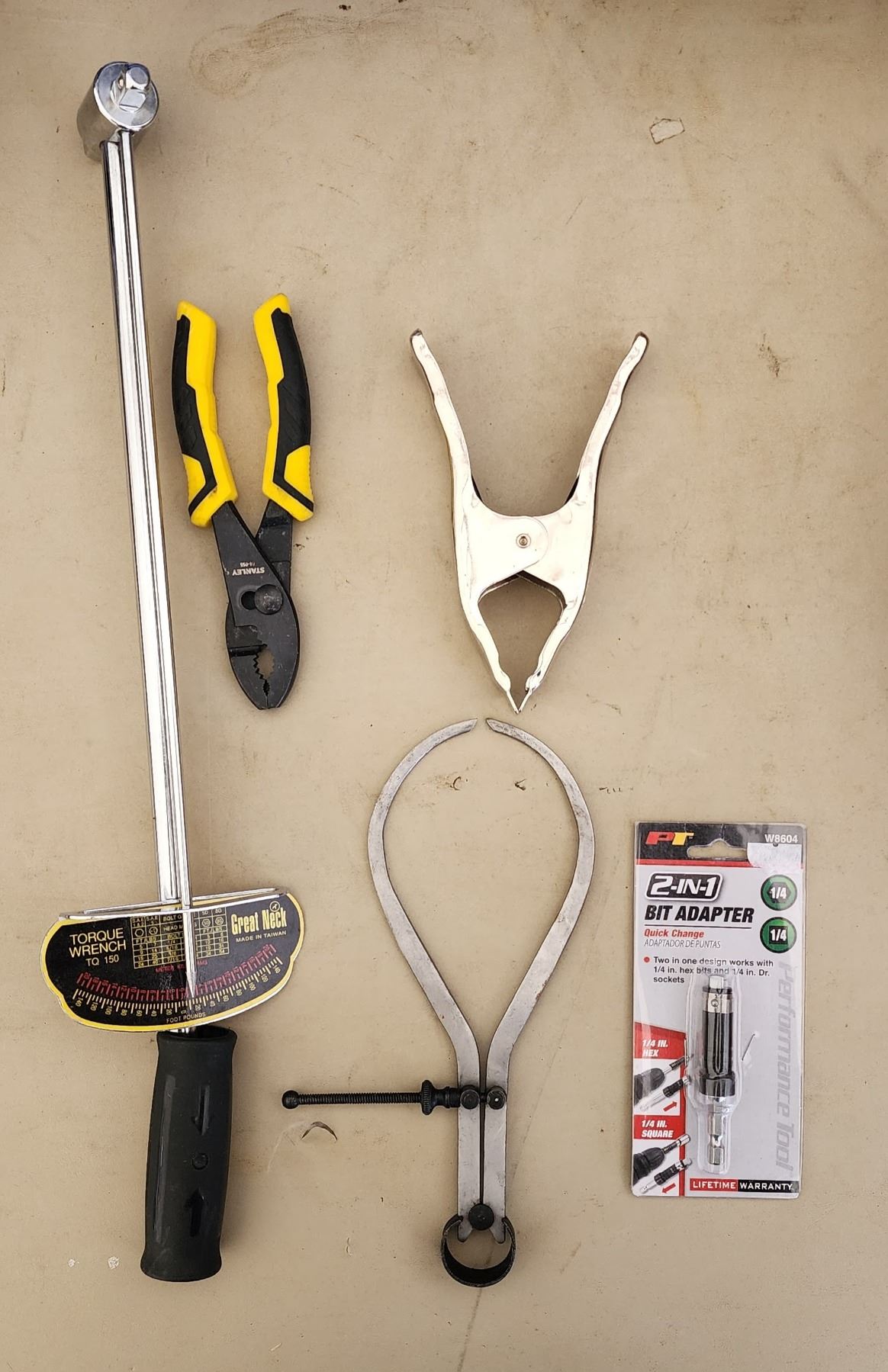 484 -- TORQUE WRENCH, SLIP LOCK PLIERS, SPRING CALIPER, BIT ADAPTER ...