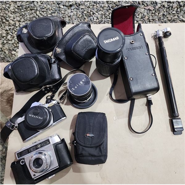 477 -- PENTAX CAMERA, AGFA CAMERA, SOLIGOR LENS, TAKUMAR LENS, AND TRIPOD