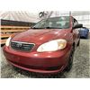 Image 2 : A12ZE -- 2006 TOYOTA COROLLA, RED, 299999 KMS TMU ODOMETER STOPPED, FRONT WHEEL DRIVE