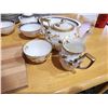 Image 2 : 724 -- ROYAL CHELSEA GOLDEN ROSE TEAPOT WITH CREAM AND SUGAR CUPS, ROYAL DOULTON SARABANDE 42 PIECE