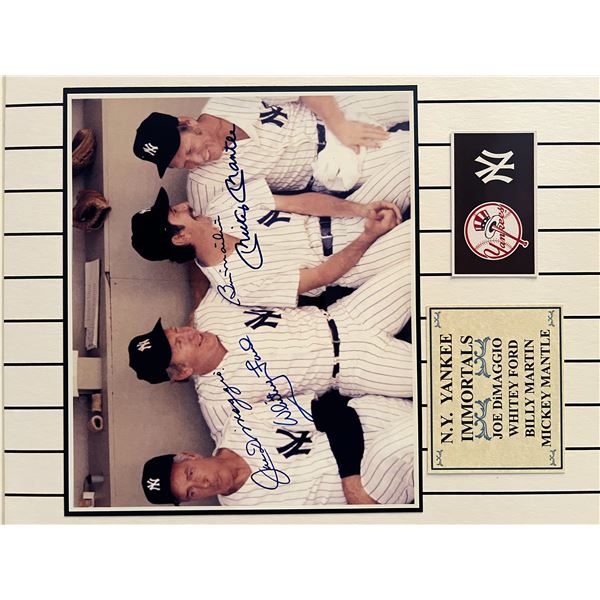 Joe DiMaggio, Whitey Ford, Billy Martin and Mickey Mantle signed photo